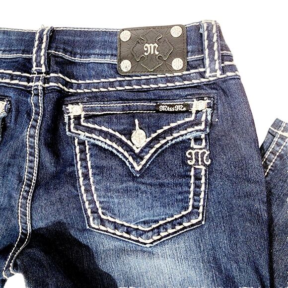 Miss Me Jeans Womens Sz 34x32 Chloe Bootcut Dark Wash Embroidered Bling Mid Rise - Picture 11 of 12